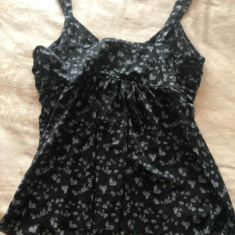 Express Floral Sheer Black Top